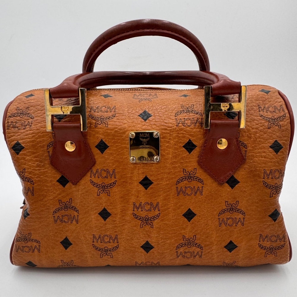MCM Visteps Boston Bag Cognac